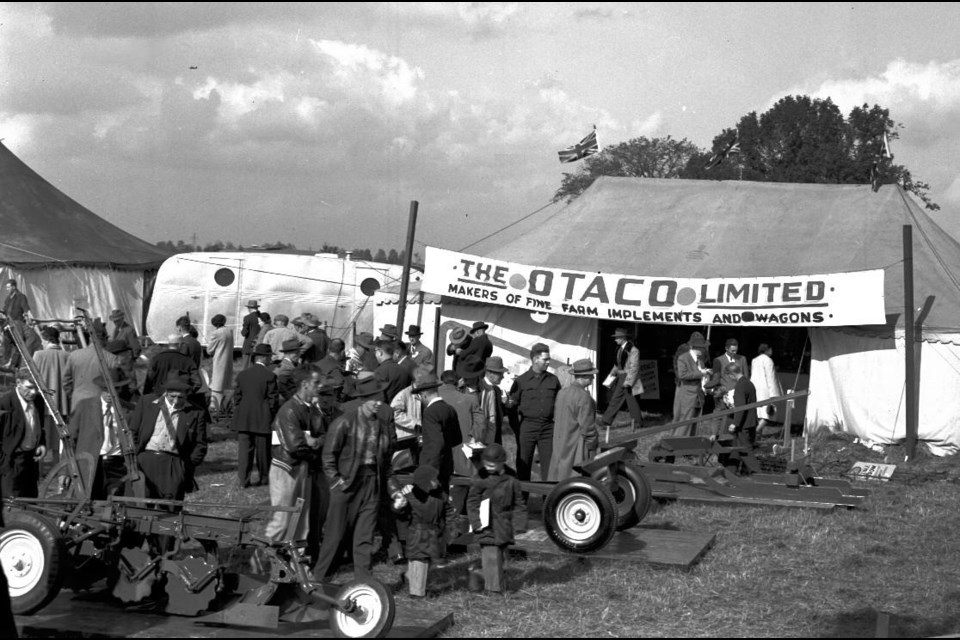 The International Plowing Match of 1953 attracted the world's top plowers and featured a large display of farming equipment made at Otaco in Orillia.