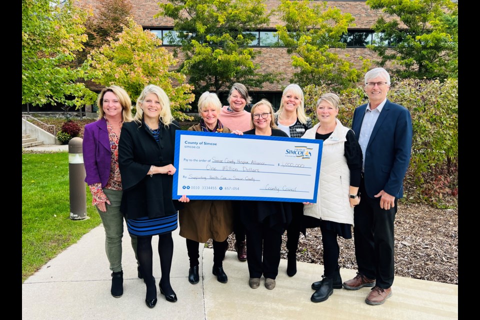 The County of Simcoe has provided a $1-million instalment of its $2.5-million commitment to the Simcoe County Hospice Alliance.