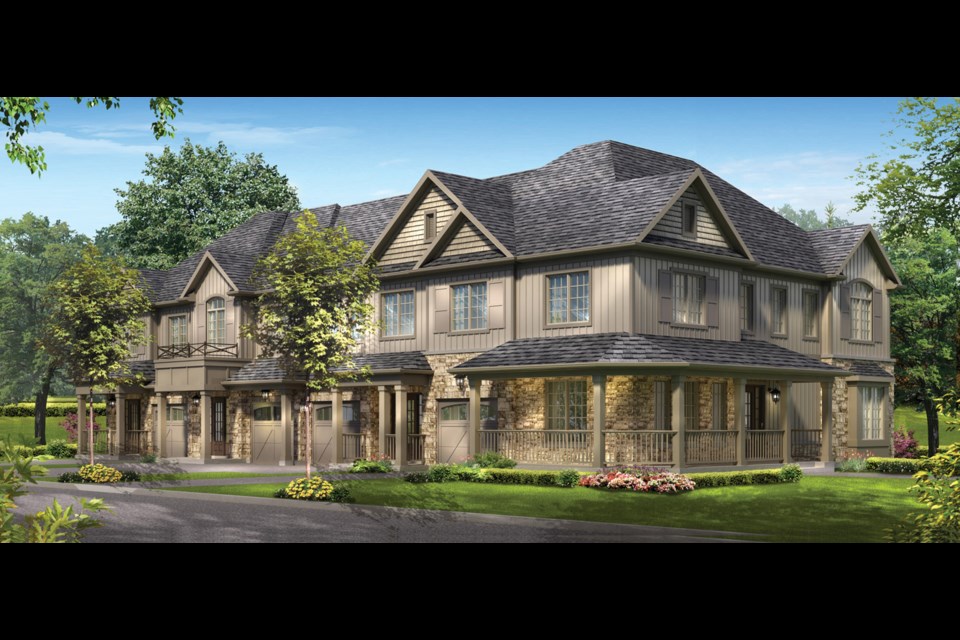 This is a rendering of what a townhome block will look like once Churchlea Mews is built. Landen Homes Photo