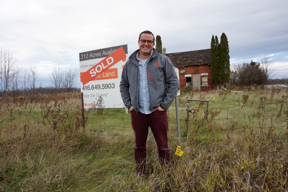 Geoff Campbell, managing partner of Oakleigh Developments, stands in front of the Line 7 property in Oro-Medonte that will become an automotive innovation park. Jessica Owen/Village Media file photo