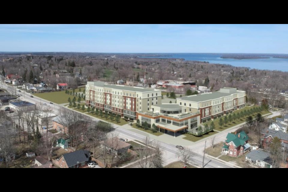 Rendering of the County of Simcoe affordable housing hub, which is under construction in Orillia.