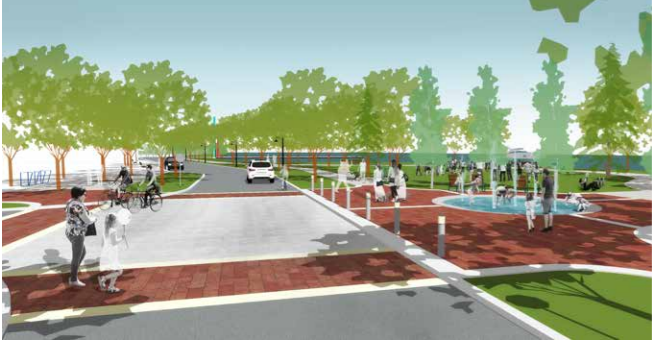 What is a flexible street? This artist's rendering shows what it might look like in downtown Orillia. Stantec Photo