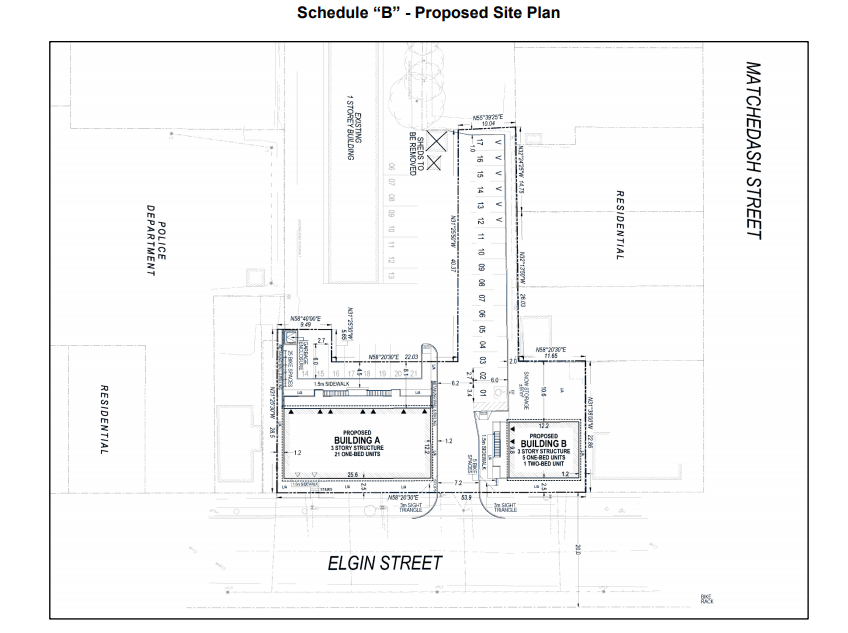 A developer wants to demolish five existing homes on Elgin Street and create two, three-story, affordable housing apartment buildings.