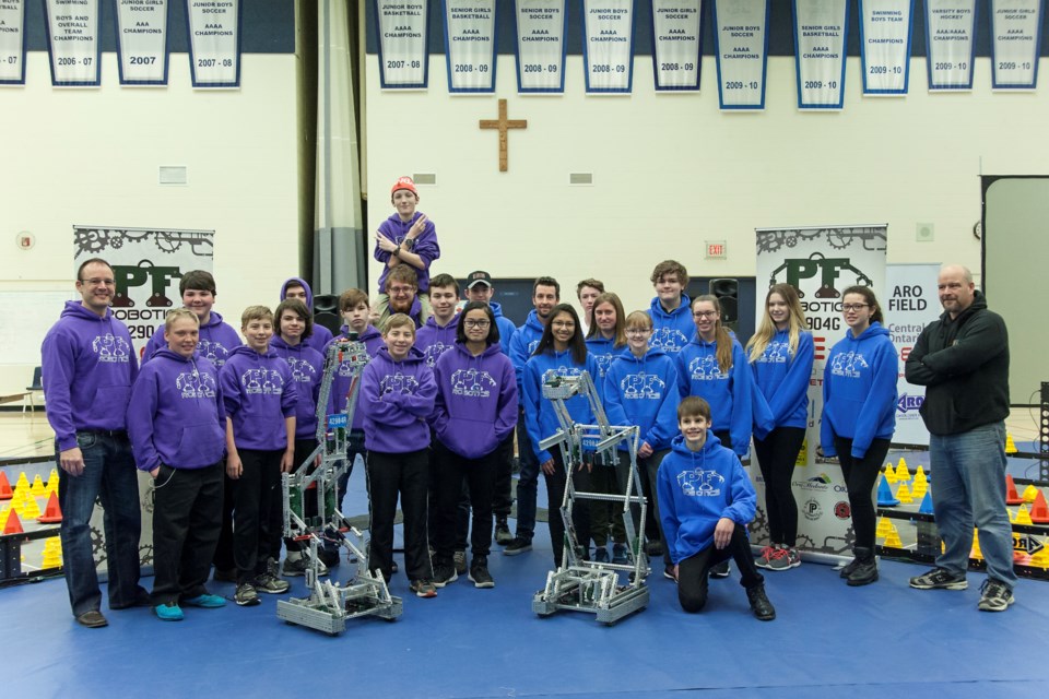 The robotics team from Patrick Fogarty Catholic Secondary School, a first-year club, finished fifth at a recent provincial tournament. Submitted