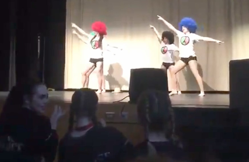 A screen shot from a video taken by Rhiannon Hoover, showing part of a performance by Eastview Secondary School students titled Black Dance Evolution. Submitted