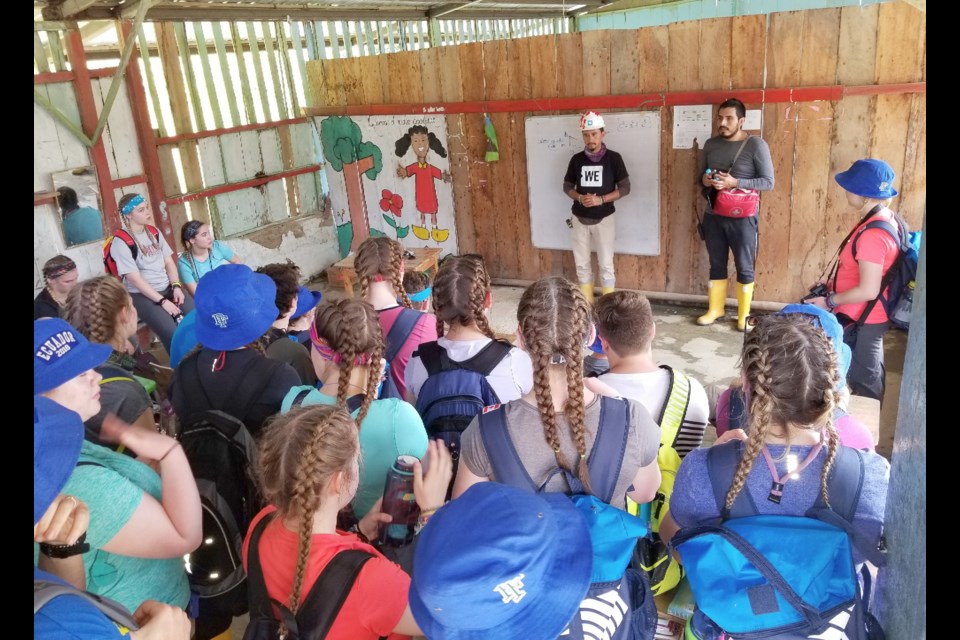 Students from Patrick Fogarty Catholic Secondary School in Orillia are all ears as they prepare to get to work on a school on Ecuador. Supplied photo