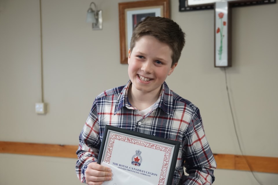 Regent Park Grade 7 student Myles Odlozinski is all smiles after winning the zone public speaking competition.
