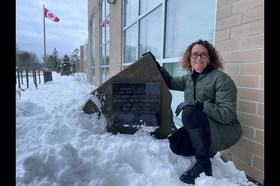 Simcoe Country District School Board trustee Jodi Lloyd was instrumental in saving the monument that sits out front of Severn Shores Public School which honours children who lost their lives much too soon. 