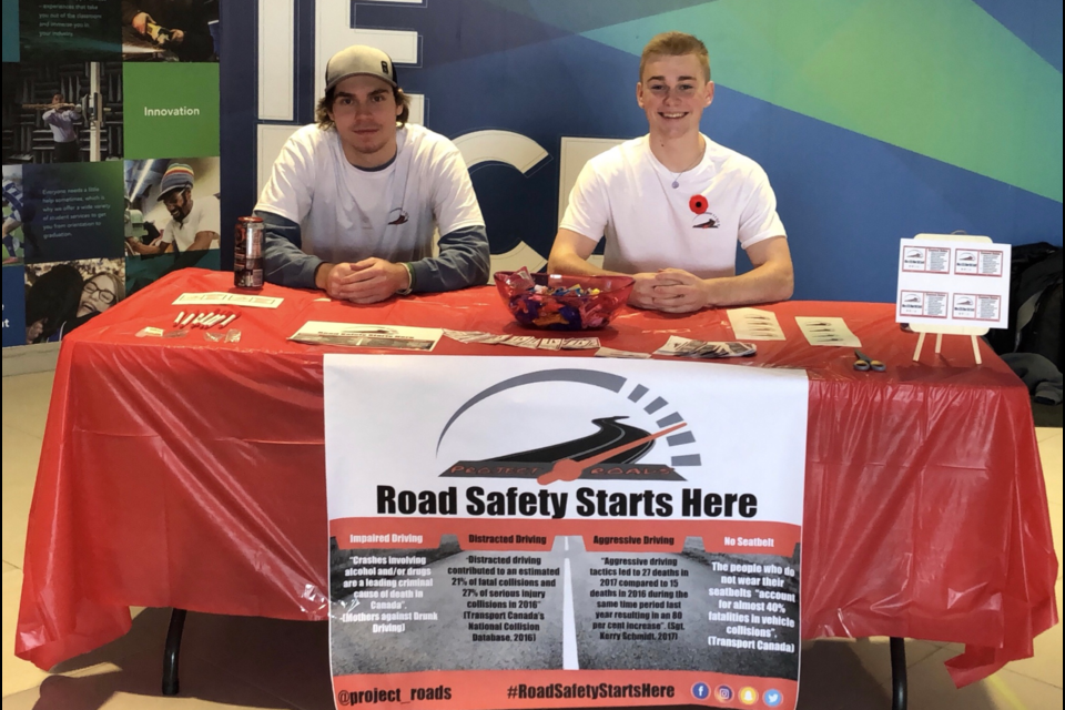 Alex Tout and Devon Read are members of Project ROADS, a group of students at the Orillia campus of Georgian College who are passionate about keeping our roads safe. Contributed photo
