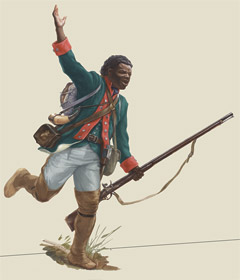 Richard Pierpoint, United Empire Loyalist, an Illustration by Malcolm Jones 2005 at the Canadian War Museum.