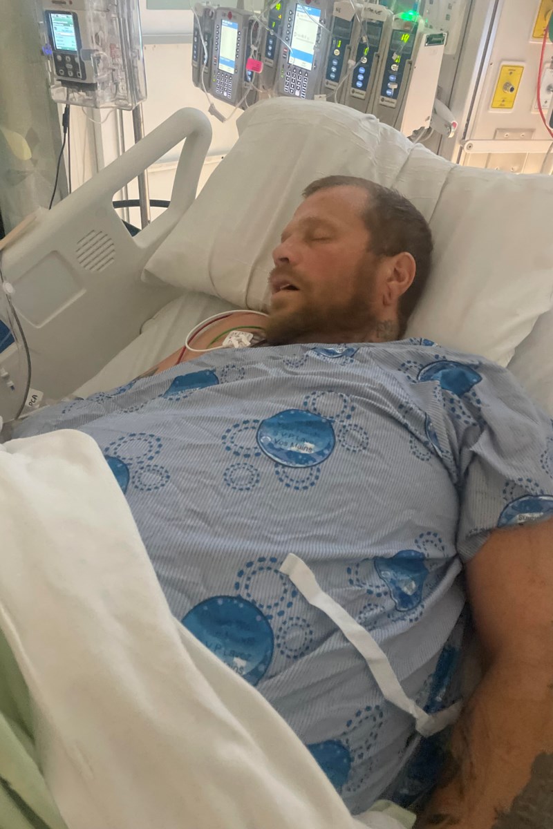 'I remember him threatening my wife and my unborn baby, and I don't stand for that. Then he said he was going to kill us all and came at me with a knife,' says Orillia man