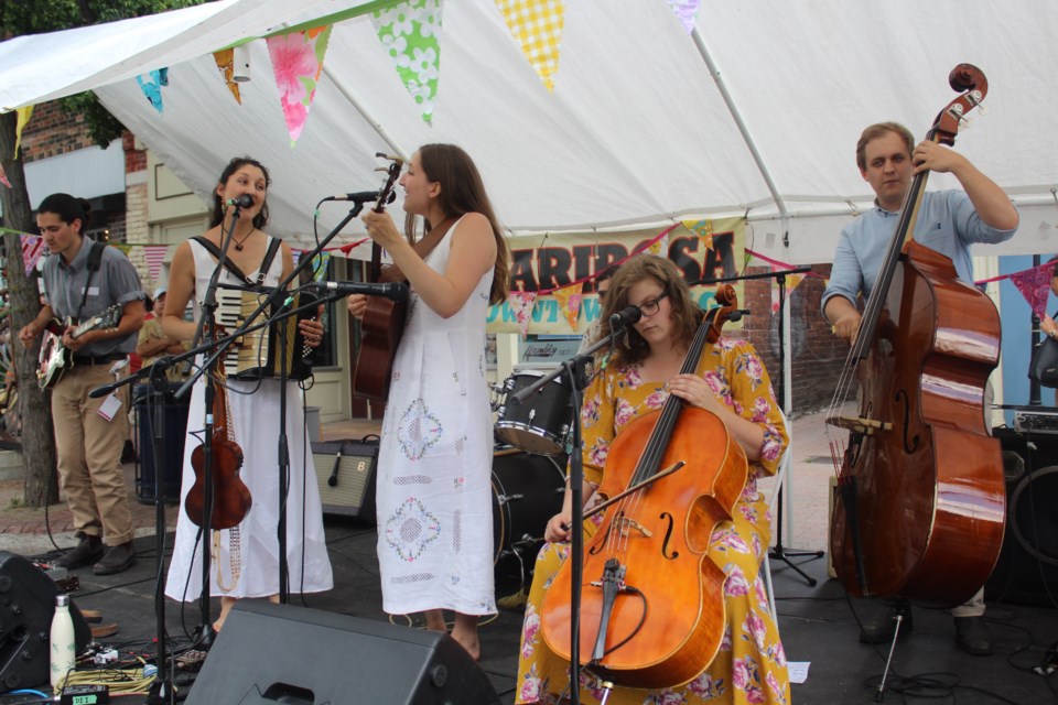 The Lifers perform Saturday on the Mariposa Folk Festival downtown stage. Nathan Taylor/OrilliaMatters