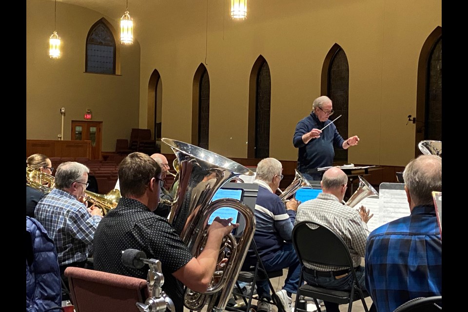 Neil Barlow conducting the Orillia Silver Band.