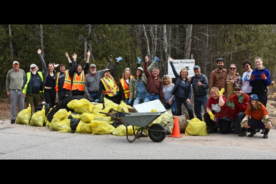 Over 30 volunteers helped to clean up Wilson Point Wetland and the surrounding neighbourhood on Monday, which was Earth Day. Contributed photo