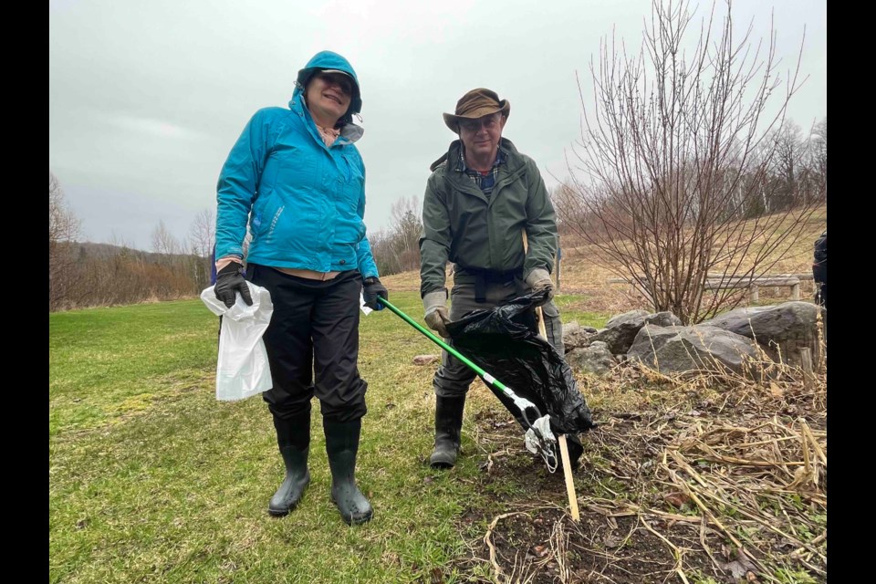 Charon and Douglas Varty, members of the Couchiching Conservancy, helped with the Scout Valley clean-up on Saturday morning. 
