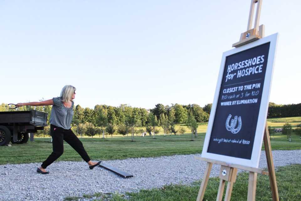 Horseshoes for Hospice was one of the ways people could support Mariposa House Hospice during the Endless Summer Social on Thursday at Braestone Estates Farm in Oro-Medonte. Nathan Taylor/OrilliaMatters