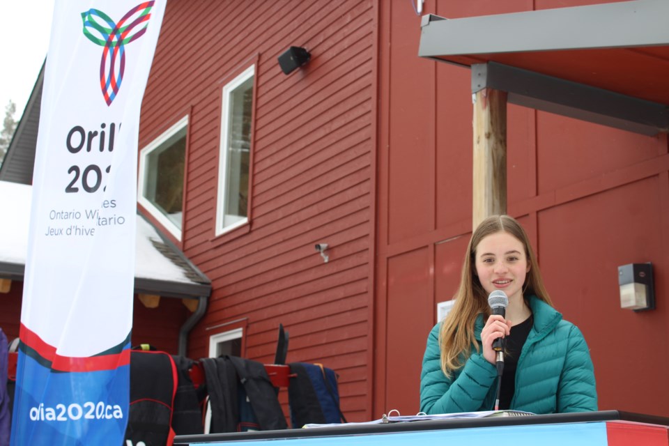 Emily Gordon, 14, speaks Thursday at Hardwood Ski and Bike in Oro-Medonte, where cross-country skiing, para-Nordic skiing and biathlon will take place during the Orillia 2020 Ontario Winter Games. Nathan Taylor/OrilliaMatters