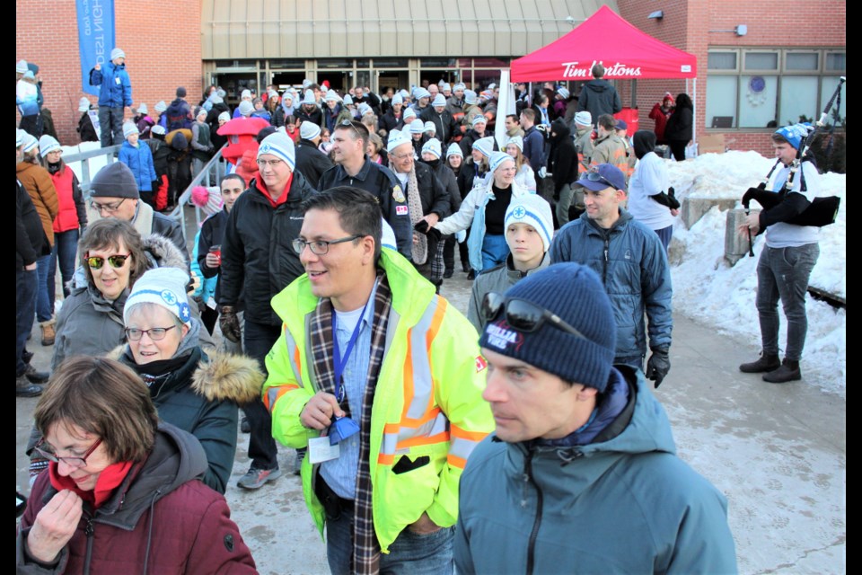 And they're off. Orillia's Coldest Night of the Year walk Saturday began at Twin Lakes Secondary School. Nathan Taylor/OrilliaMatters