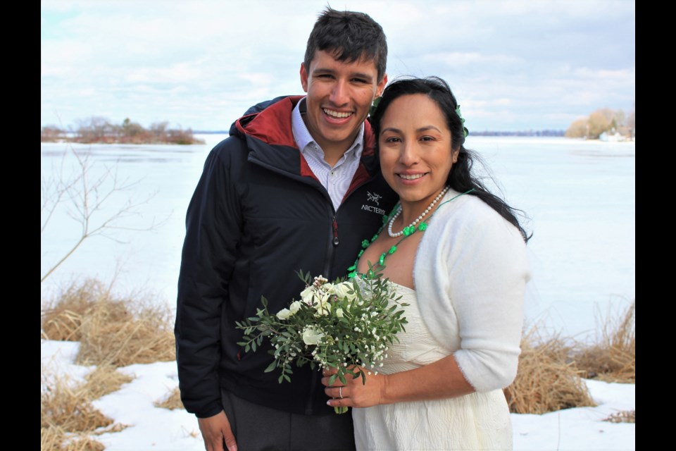Christian Noe and Johanna Lopez were married Tuesday at Veterans' Memorial Park in Orillia. Nathan Taylor/OrilliaMatters