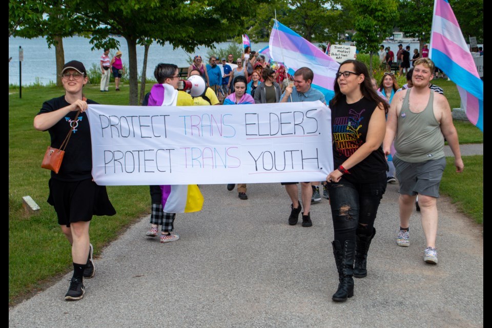 The theme for this year's Fierté Simcoe Pride Trans March was “protect trans youth and protect trans elders.”  