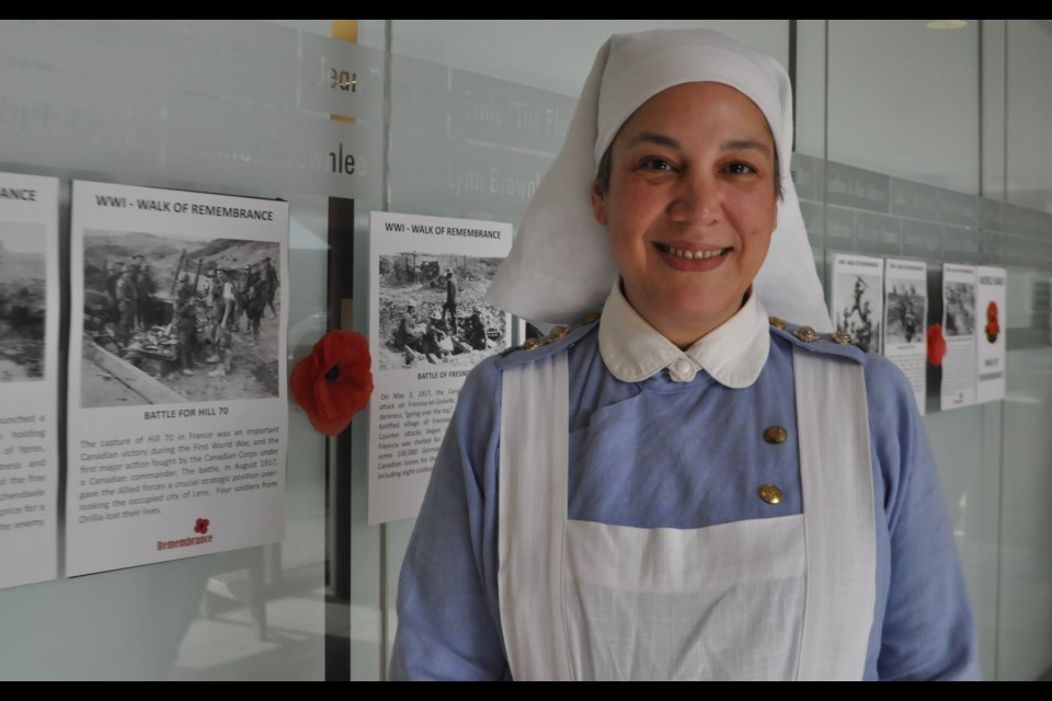 Simcoe County Museum historical interpreter Jennifer Brunelle is
dressed as a World War I nursing sister. Andrew Philips/OrilliaMatters