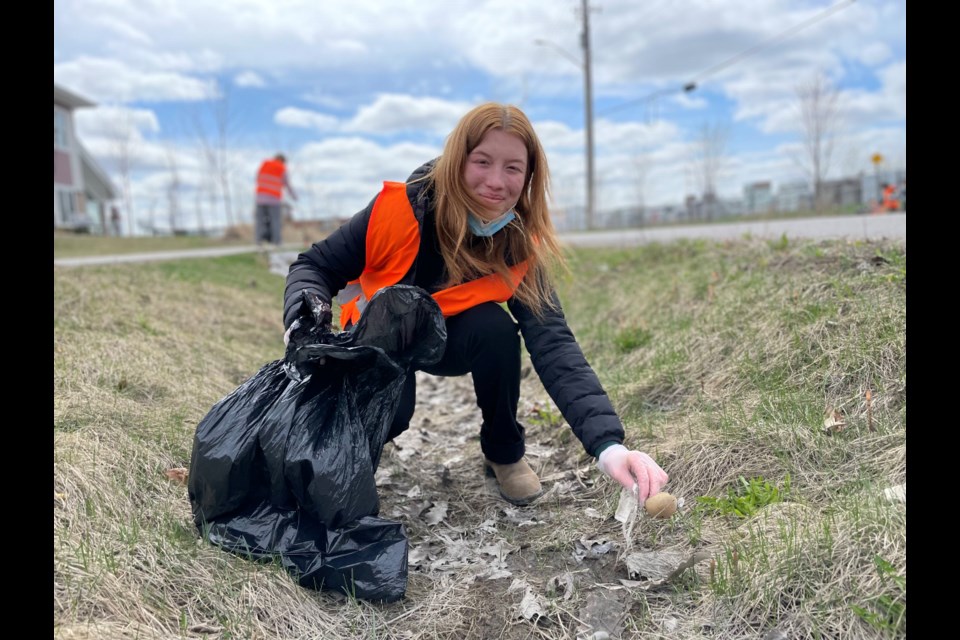 Sophie La Hay, a Patrick Fogarty Catholic Secondary School student, led the spring clean up at The Lighthouse today. 