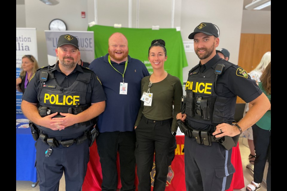 Brett, Matthew, Britani and Jon were representing the OPP and the Canadian Mental Health Association at the OPP Mental Health Fair at the Orillia Public Library on Wednesday.
