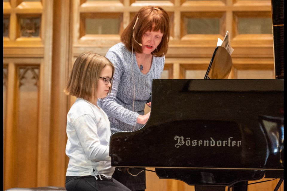 Brielle Yeo, 8, was given tips from adjudicator Wendy Potter during the Orillia Kiwanis Music Festival on Wednesday afternoon.  