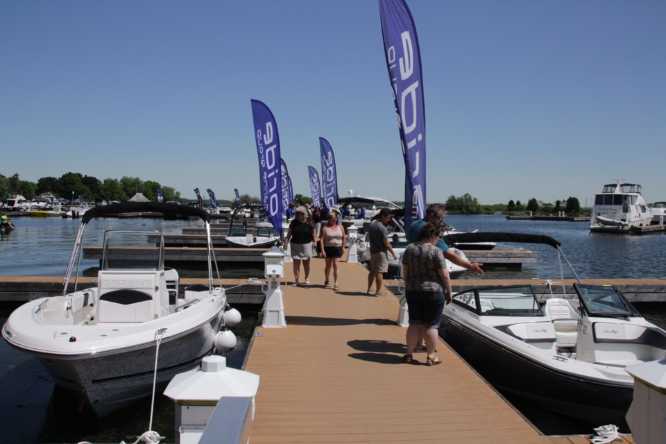 Visitors were interested in the new boat options that were on display at this weekend's  Spring Boat, Cottage and Outdoor Show . Mehreen Shahid for OrilliaMatters