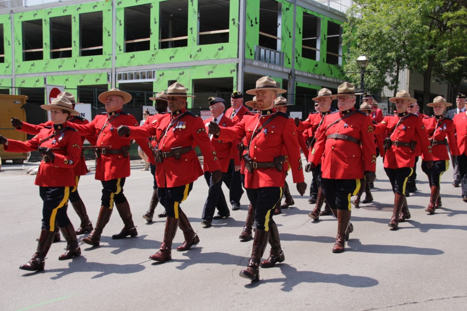 The RCMP troops joined in the parade Sunday to honour one of the force's founders, Sir Sam Steele. Mehreen Shahid/OrilliaMatters