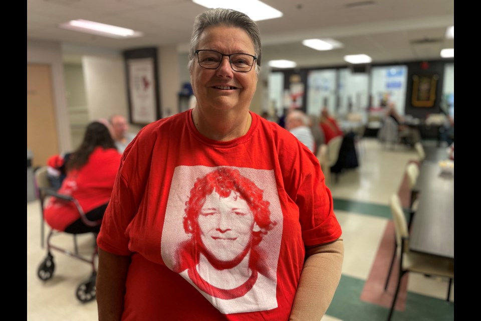 Diane Bell, a survivor of breast cancer, was recognized for her bravery at Barnfield Point Recreation Centre this morning during the Breakfast of Champions event. 