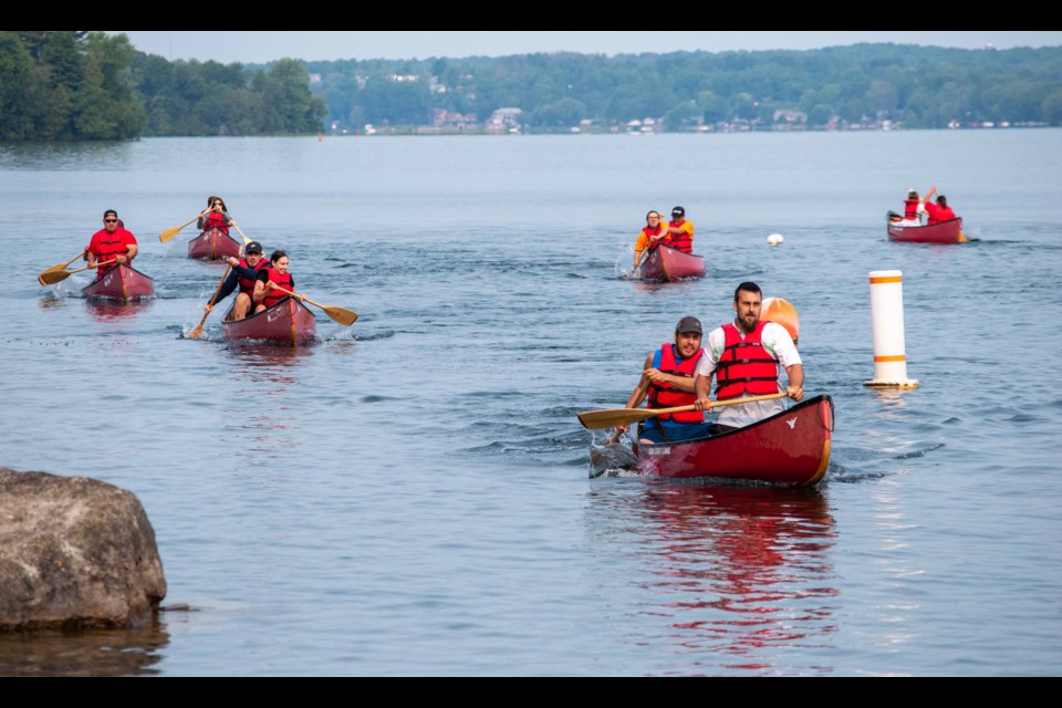First Nations Day kicked off in Rama this morning with the popular canoe races. 