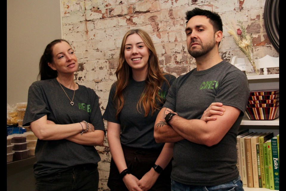 Chopped for Charity Round 3 of 4 was held at Eclectic Café on Saturday. The competitors were, from left, Rebecca Nicandro, Meagan Bianco and Corey Taylor. Taylor won the round.