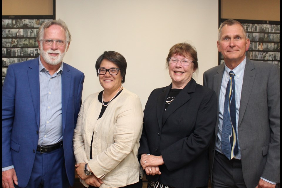 OSMH Board Chair Dan Germain (left) welcomes newly appointed Board members Ligaya Byrch, Dr. Sheila Clark, and Lawrence Pietras following the Hospital’s AGM on Tuesday, June 26, 2018
