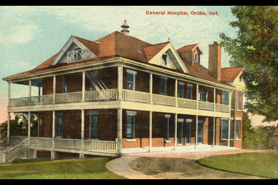 This photo shows the front of the General Hospital in Orillia in 1913.