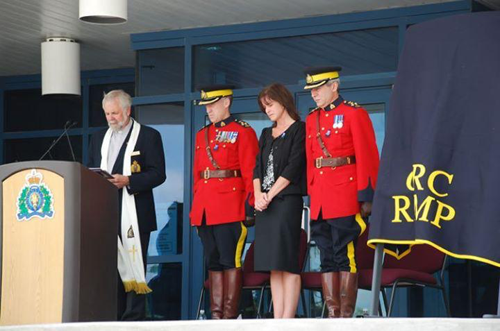 RCMP Chaplain Gerry MCMillan took part in the 50th anniversary tribute to the five officers who drowned in Lake SImcoe on June 7, 1958. Chaplain Gerry McMillan
and dignitaries are shown at the anniversary tribute. Contributed photo