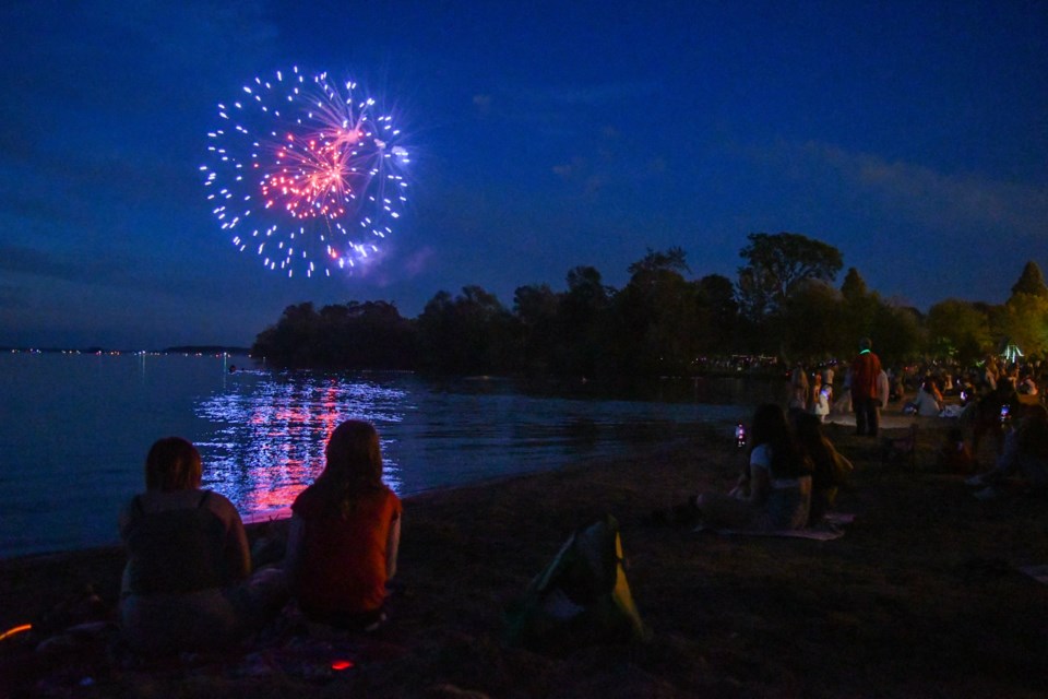Thousands of people descended on Tudhope Park Saturday night to enjoy the fireworks that capped off this year's Canada Day festivities in Orillia.