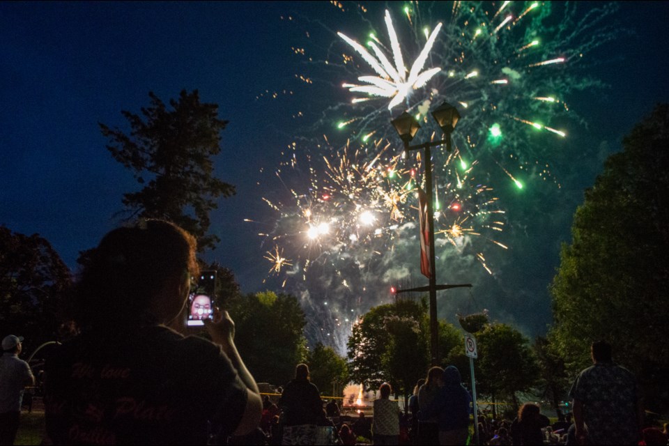 People jammed into Couchiching Beach Park were trying to capture the perfect shot of the Canada Day firework show last night.