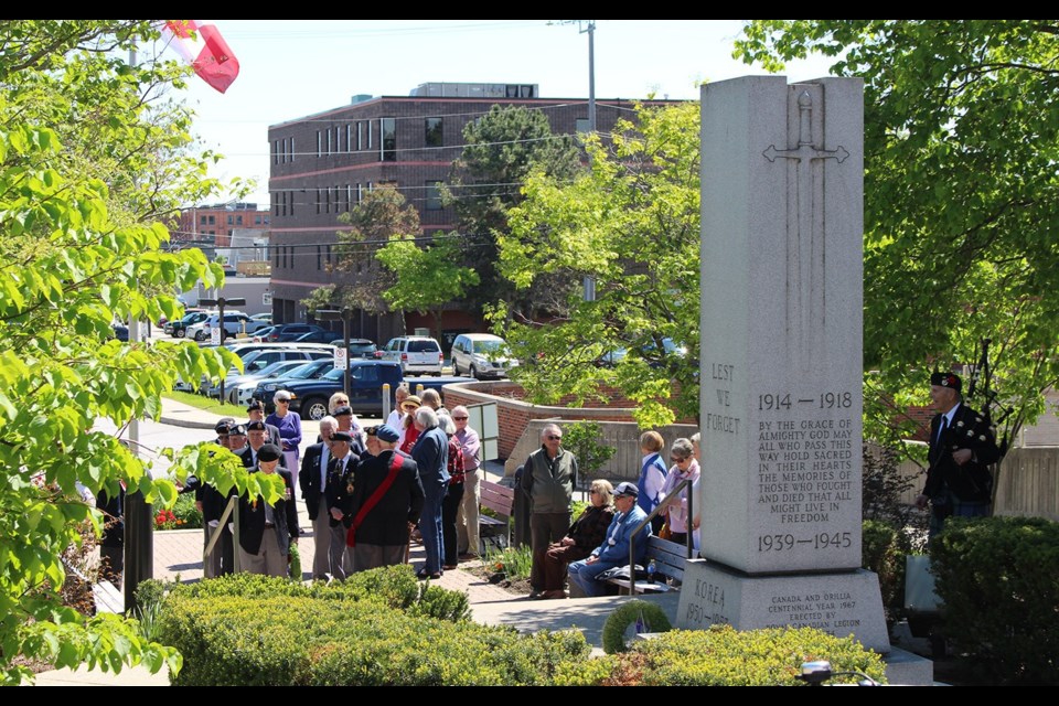 A ceremony to mark the 75th anniversary of D-Day was held today at the cenotaph outside Orillia Soldiers' Memorial Hospital. Contributed photo