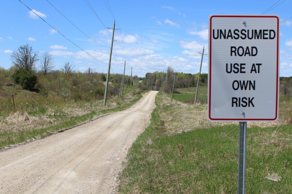 A gate will be in the area where Carlyon Line becomes Swift Rapids Road, to address concerns about illegal dumping and damage to the road. Nathan Taylor/OrilliaMatters
