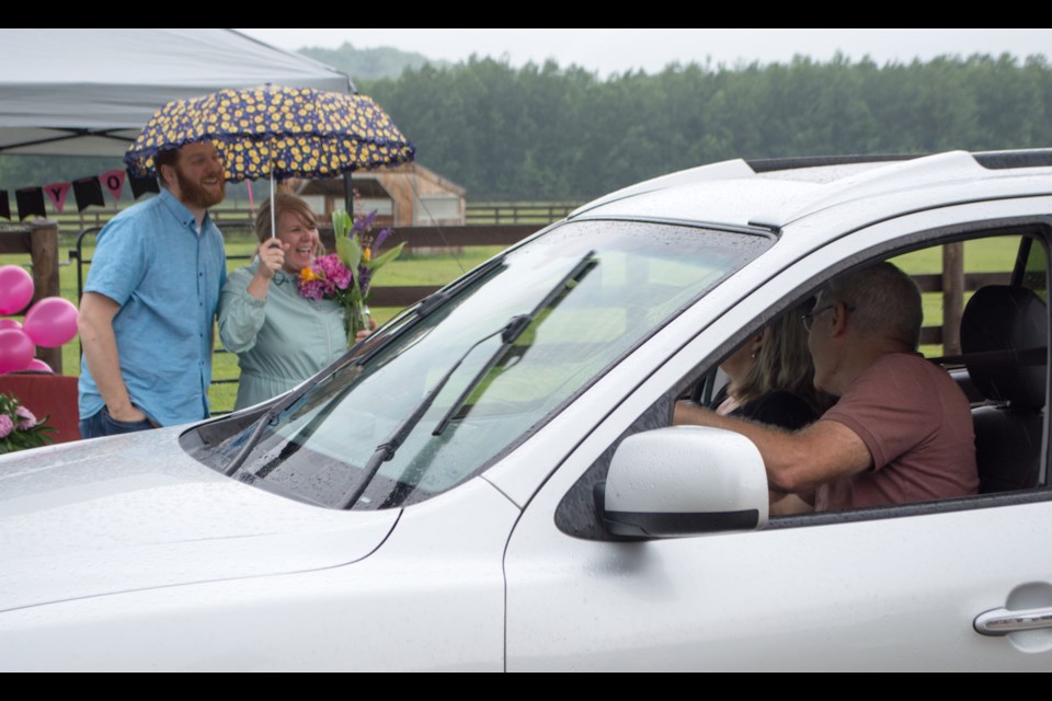 A farewell drive-by parade was held Tuesday for Cornerstone Baptist Church pastor Evan Webster and his wife, Miranda, who are moving to Ohio. Tyler Evans/OrilliaMatters