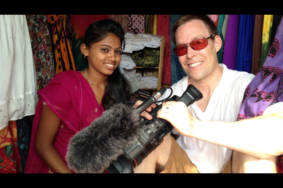 Filmmaker Chris McDonell is shown with Shilpa Poojar in India.