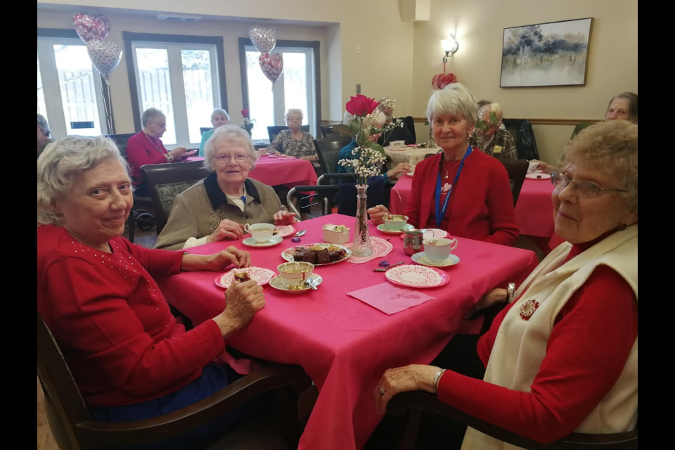 Pictured, from left, are Atrium residents Nancy McCallam, Ida Dupuis, Ivanke Dornik and Joyce Rostance.