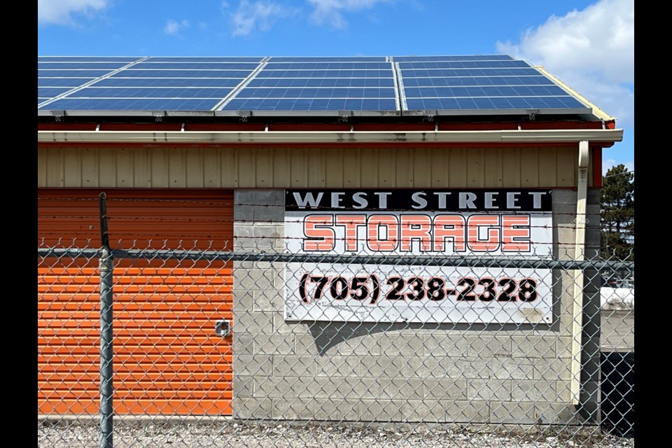 Solar panels are installed at West Street Storage.