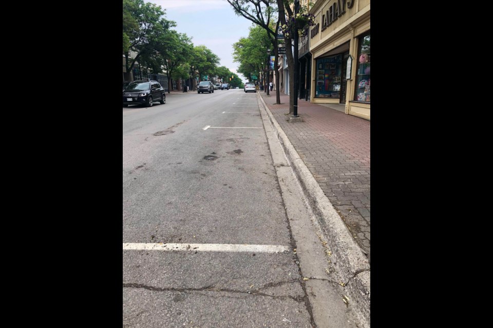 A mid-afternoon view of Mississaga Street in downtown Orillia.