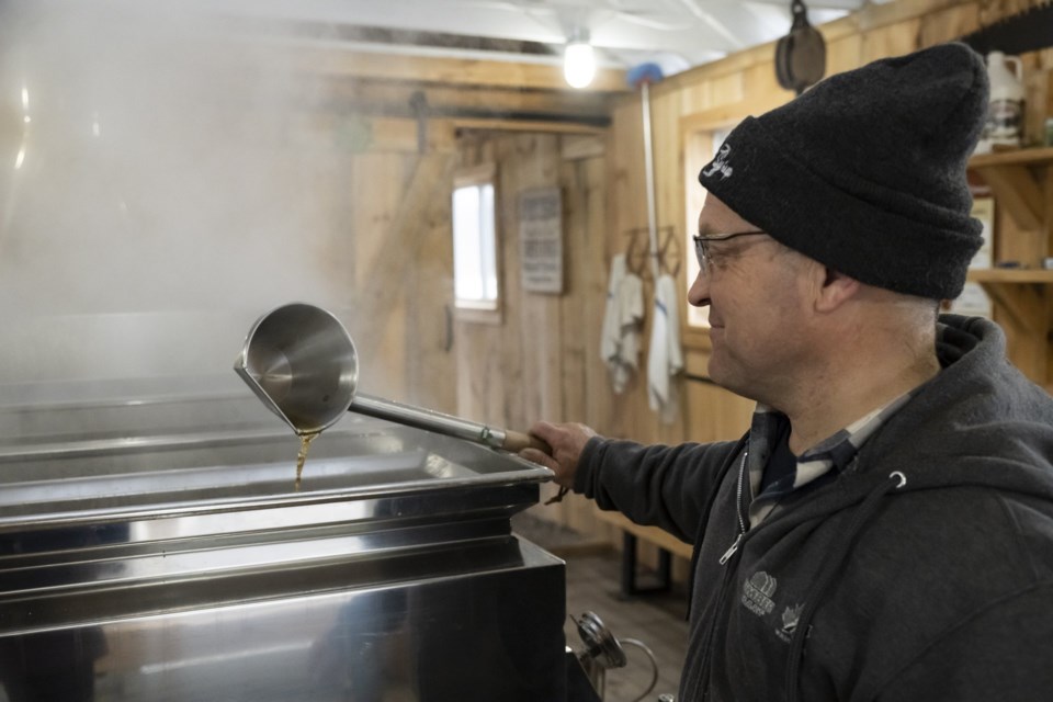 Brent Beers, of Maple Grove Syrup in Severn Township, is pictured.