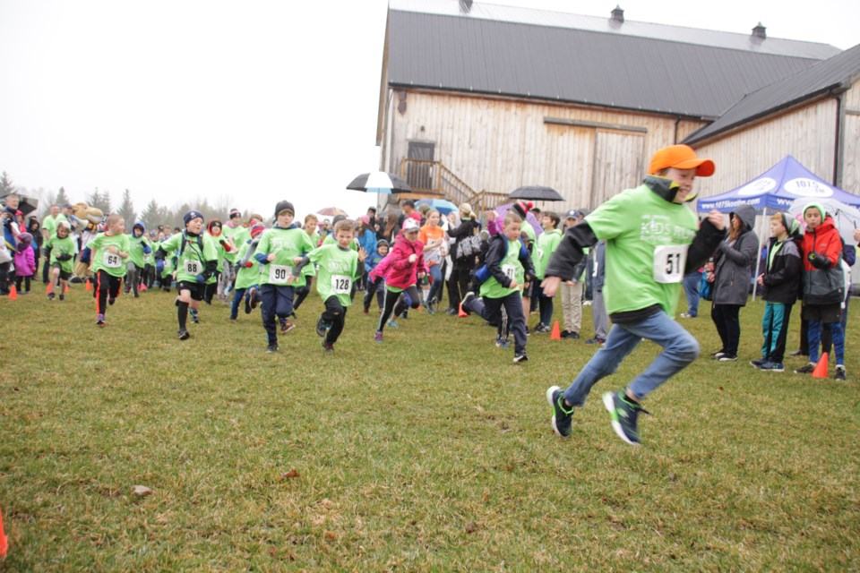 More than 200 kids, aged 14 and younger, ran the 2.5-kilometre course at the second annual Oro Kids Run Saturday at Burl's Creek.. Mehreen Shahid/OrilliaMatters