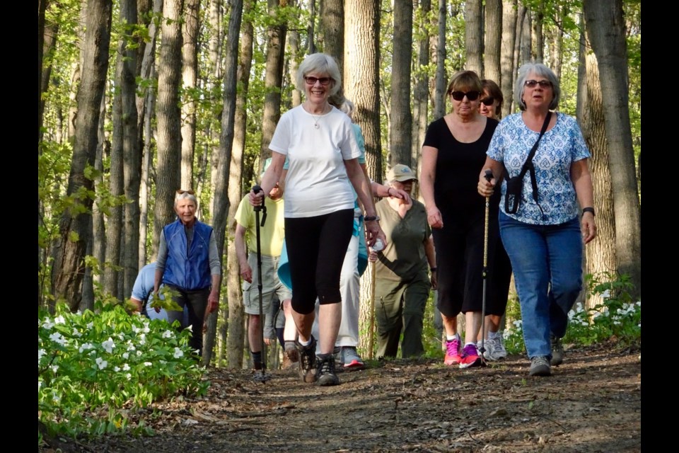 The Orillia contingent of the Ganaraska Hiking Club had a good turnout for its final hike of its beginner series. 
