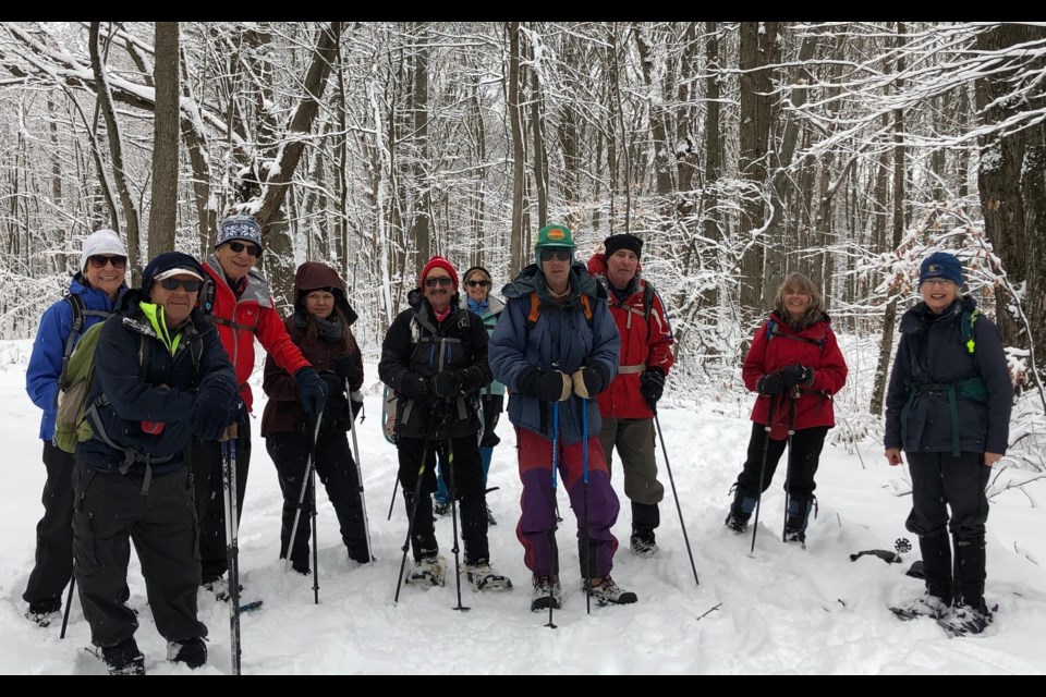 Members of the Orillia chapter of the Ganaraska Hiking Club enjoyed near-perfect snowshoeing conditions Thursday. Contributed photo