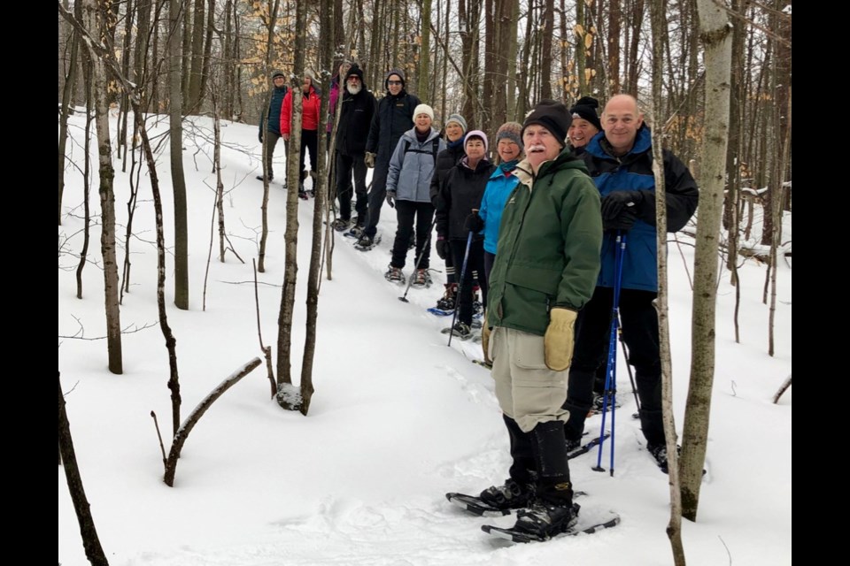 Tuesday was a good day for a snowshoe hike in the Simcoe County Forest. Sixteen hikers took part in the regular weekly hike organized by the Ganaraska Hiking Club.